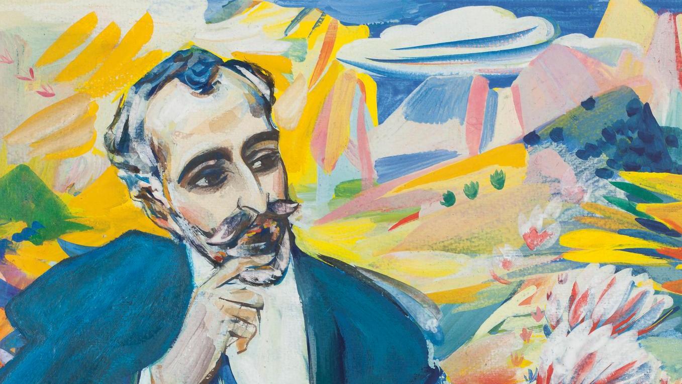 Martiros Sergeïevitch Sarian (1880-1972), Portrait de Toumanian, tempera sur carton,... Pinceaux littéraires