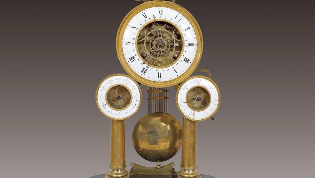 Pendule portique squelette, XIXe siècle, d’après un modèle d’Antide Janvier (1751-1835),... Horlogerie et ébénisterie : les trésors de Tilloloy