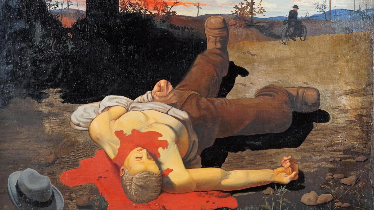 Alfred Courmes (1898-1993), L’Homme blessé, 1929, huile sur toile marouflée sur bois,... 1929, année forte pour Alfred Courmes