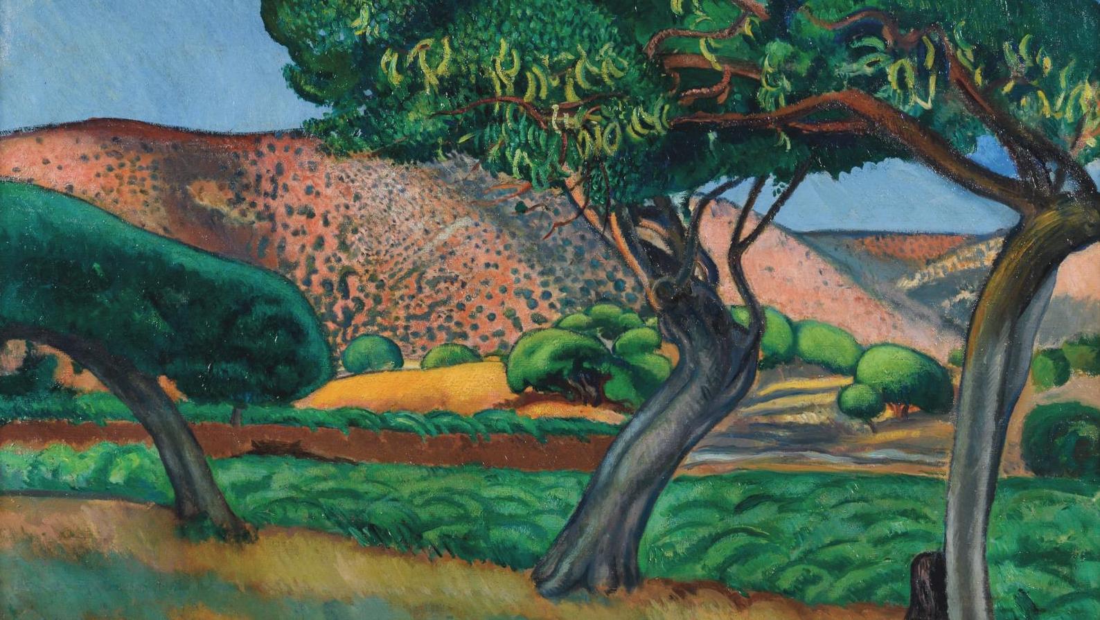 Joaquím Sunyer (1874-1956), Els Garrofers, 1909, huile sur toile, 70 x 104 cm. Adjugé :... De la Catalogne à l’Afrique, avec Sunyer et Jouve
