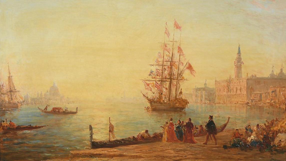 Félix Ziem (1821-1911), Venise, voilier et gondoles sur le grand bassin, (Yacht and... Félix Ziem's Attachment to the City of the Doges.