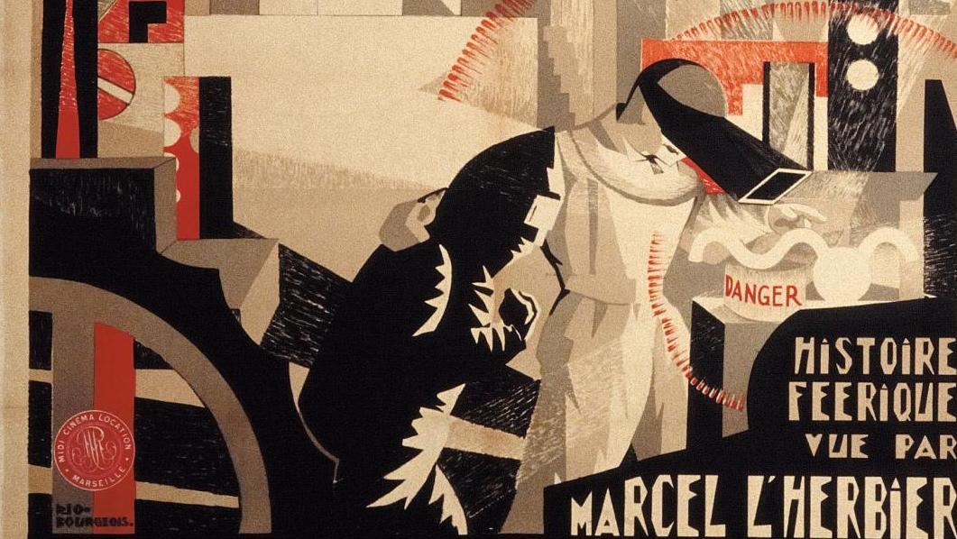 Djo-Bourgeois, L’Inhumaine, 1923, affiche, lithographie en couleurs, 163,5 x 124 cm.... Arts et cinéma à Rouen, les liaisons heureuses
