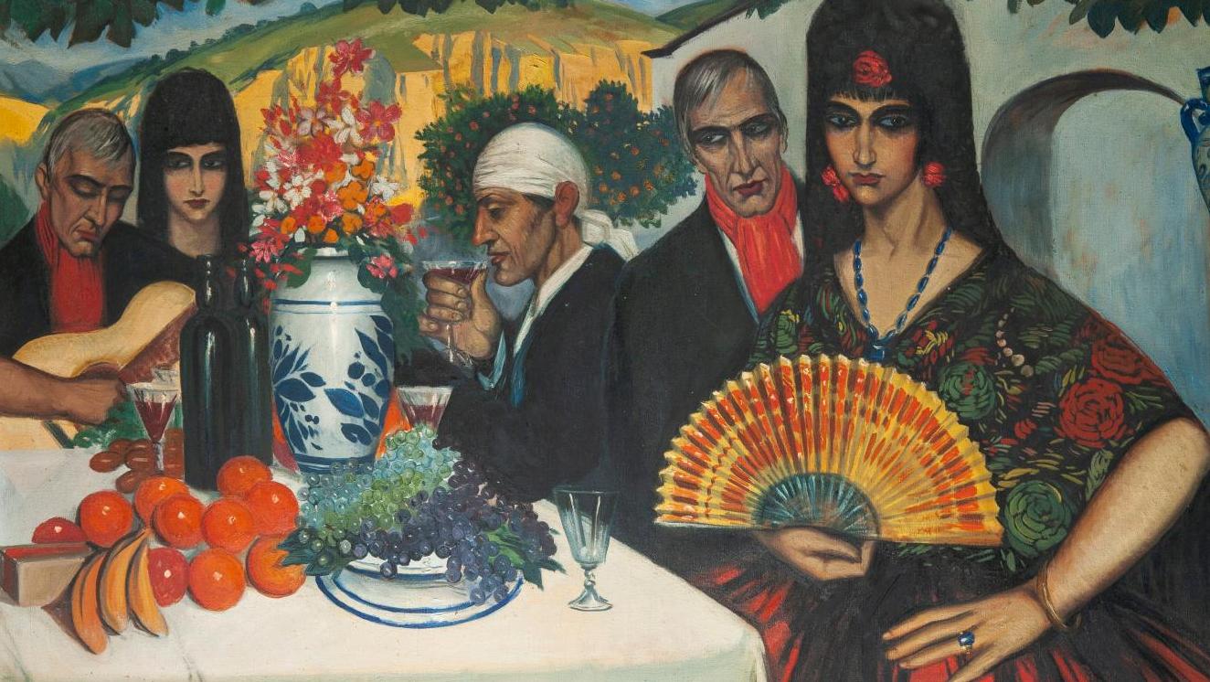 Ismaël de La Serna (1898-1968), Repas et sérénade espagnole, 1923, huile sur toile,... Une œuvre de jeunesse