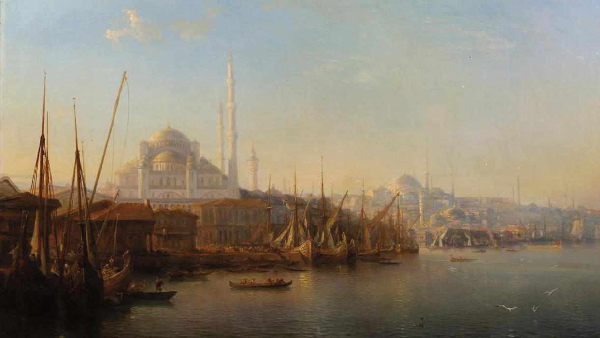Théodore Gudin (1802-1880), Constantinople, le Bosphore animé, huile sur toile, 1857,... Gudin, marin et peintre