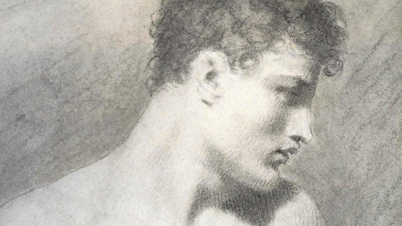 École française fin XVIIIe-début XIXe siècle, Jeune homme de profil, dessin à la... Le dessin plébiscité d’un jeune homme inconnu