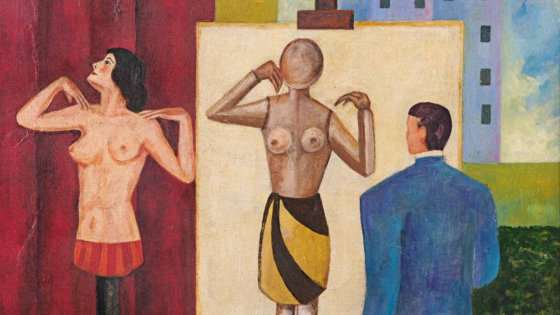Sandor Bortnyik (1893-1976), The Artist and his Model, oil on paper mounted on canvas,... Bortnyik in the Vanguard