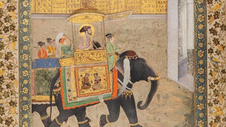 India, Mughal art, 1630-31, illustration of Shah Jahan's life, gouache and ink signed... Indo-Mughal Splendour 