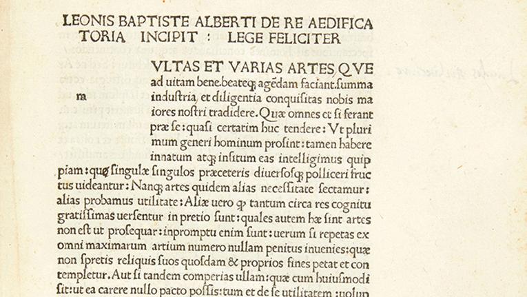 Leon Battista Alberti (1404-1472), De re ædificatoria, Florence, Nicolaus Laurentius... The Thomas Vroom Collection Put in Perspective
