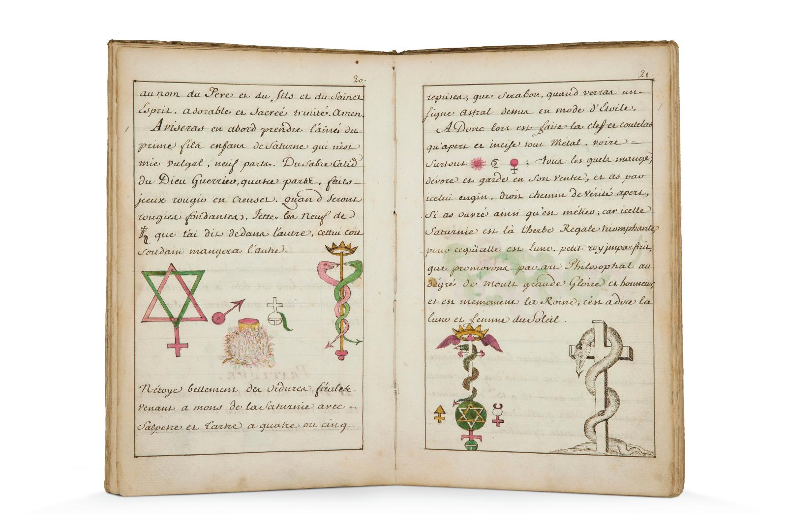 Le Trésor des Trésors, copie manuscrite de du XVIIIe siècle du Testament alchimique de Nicolas Flamel (1340-1418), 57 pages. Estimation : 