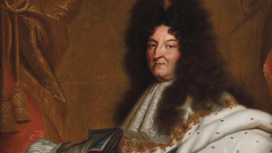 Entourage de Hyacinthe Rigaud (1659-1743), Portrait de Louis XIV en costume de sacre,... Portraits officiels de Louis XIV