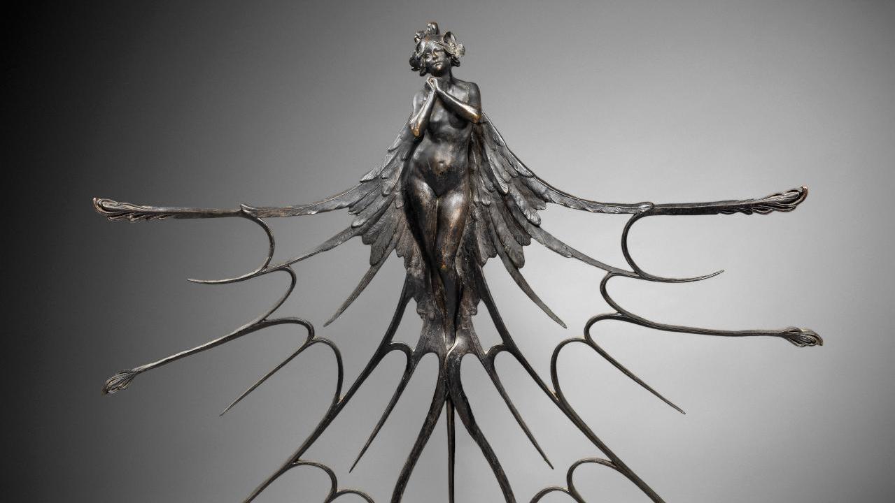René Lalique (1860-1945), Femme ailée (Winged Woman), bronze with shaded brown patina,... A Masterpiece by René Lalique