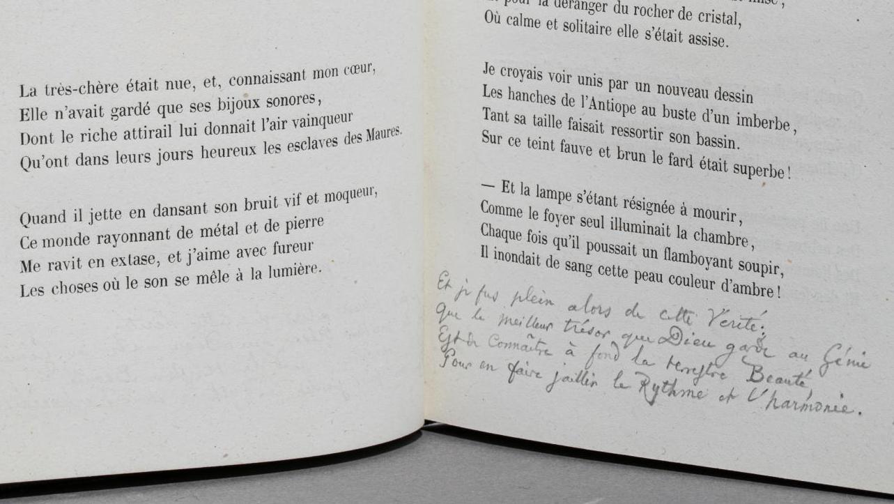 Charles Baudelaire (1821-1867), Les Fleurs du mal, Paris, 1857, édition originale... Baudelaire, strophe inédite