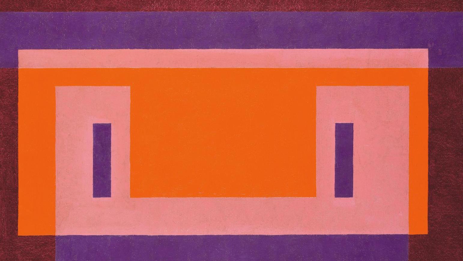 Josef Albers (1888-1976), Variant Orange Wall, 1948-1956, huile sur Isorel, 60,5 x 87,5 cm.... Josef Albers, peintre de l’illusion