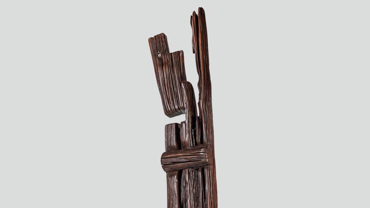 Alexandre Noll (1890-1970), Monumental Traverse, vers 1947-1949, chêne, 276 x 44... Alexandre Noll cerne le bois