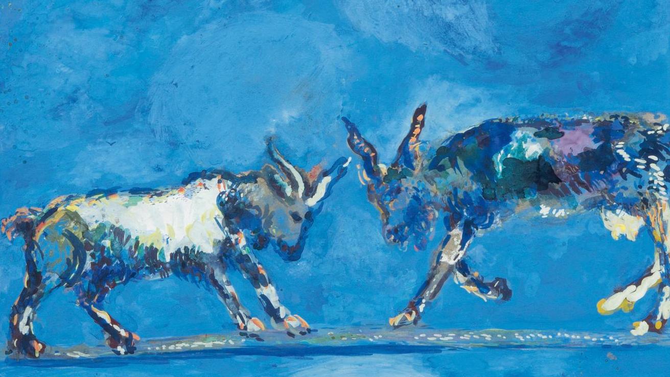 Marc Chagall (1887-1985), Les Deux Chèvres (Fables de La Fontaine), gouache, vers 1927,... Chagall, de la poésie à la peinture