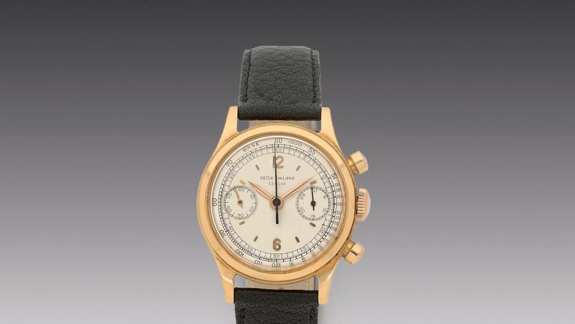 Patek Philippe, chronographe, bracelet en or rose, mouvement mécanique, capsule de... Très chère heure…