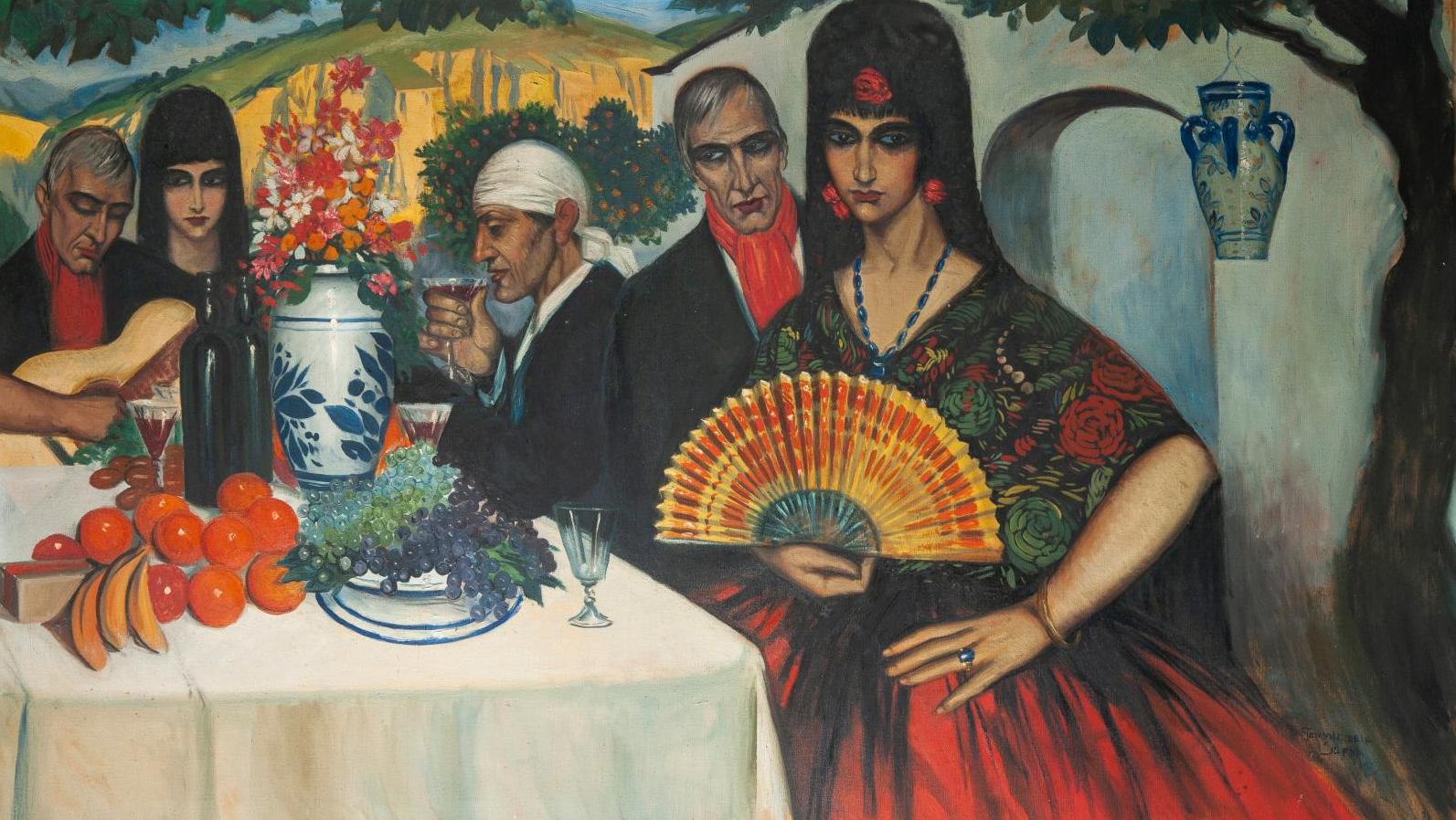 Ismaël de La Serna (1898-1968), Repas et sérénade espagnole, 1923, huile sur toile,... Sérénade à l’espagnole