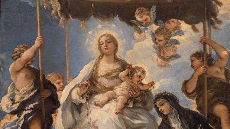 Madone du rosaire ou au baldaquin, 1680, huile sur toile, 430 x 240 cm, Naples, Museo... Giordano, l’artiste aux mille facettes au Petit Palais