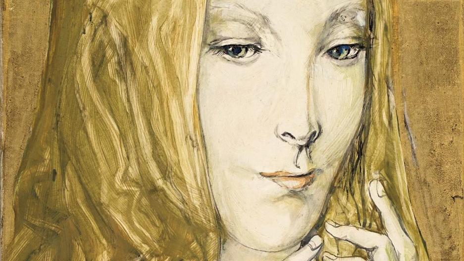 Léonard Foujita (1886-1968), Jeune femme au châle, huile sur toile et fond foré,... Portraits de femmes, Léonard Foujita versus Marie Laurencin