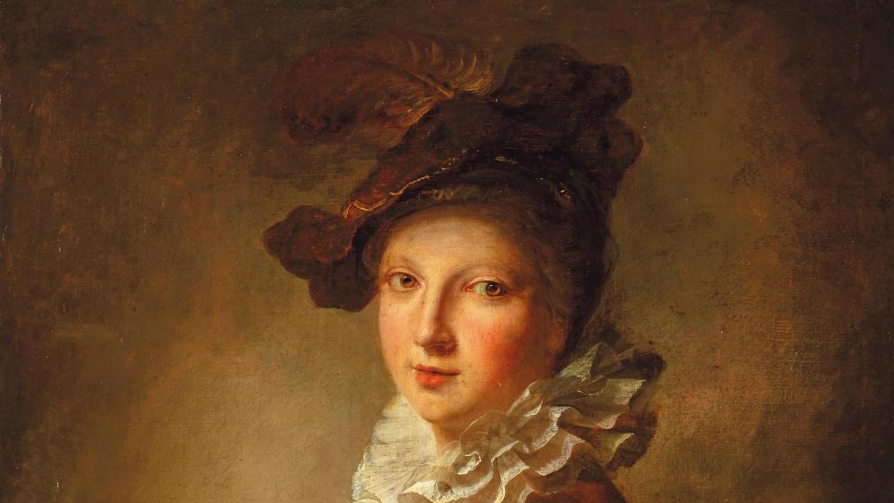 Alexis Grimou (vers 1678-1733), Portrait d’une femme à la collerette, 50 x 46 cm.... Alexis Grimou, l’art du portrait au XVIIIe