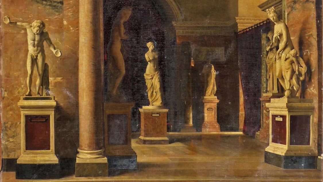 Julie Buchet (1847-1921), Vue de la salle de la Vénus de Milo au Louvre, huile sur... Julie Buchet, une artiste au Louvre