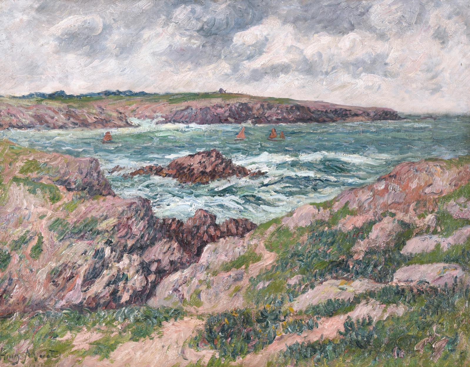 Côte rocheuse, vers Douarnenez, une huile sur toile (50 x 64 cm) d’Henry Moret (1856-1913), accompagnée d’un certificat de Jean-Yves Rolla