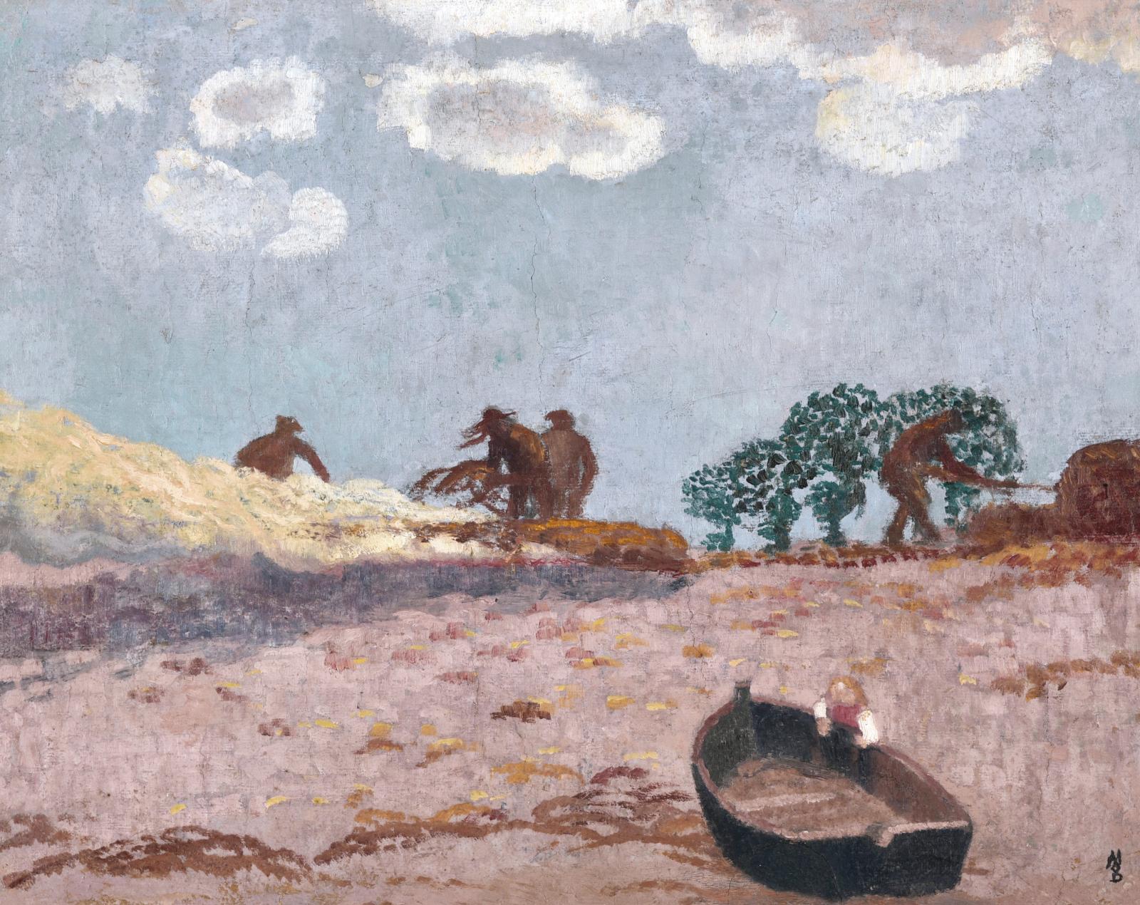 Les Brûleurs de goémon (42,5 x 55 cm) par Maurice Denis (1870-1943) est un parfait exemple de sa peinture de jeunesse. Peint vers 1899 lor