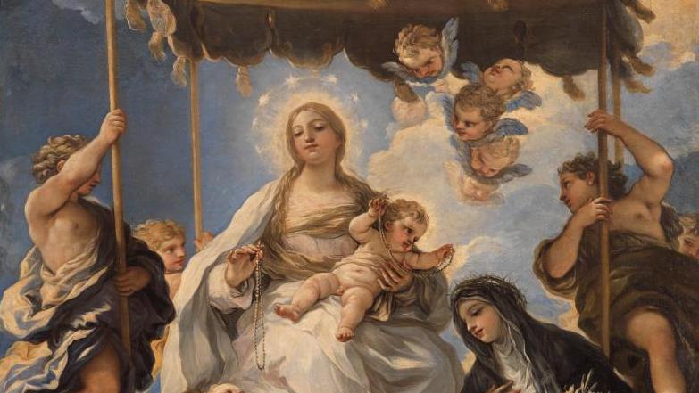 "Madonna of the Rosary, or with a baldaquin", 1680, oil on canvas, 430 x 240 cm,... Giordano: The Many-facetted Artist on Show in Paris