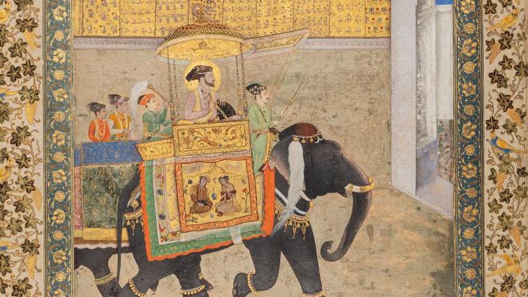 India, Mughal art, 1630-31, illustration of Shah Jahan's life, gouache and ink signed... The Indo-Mughal Magic Worked