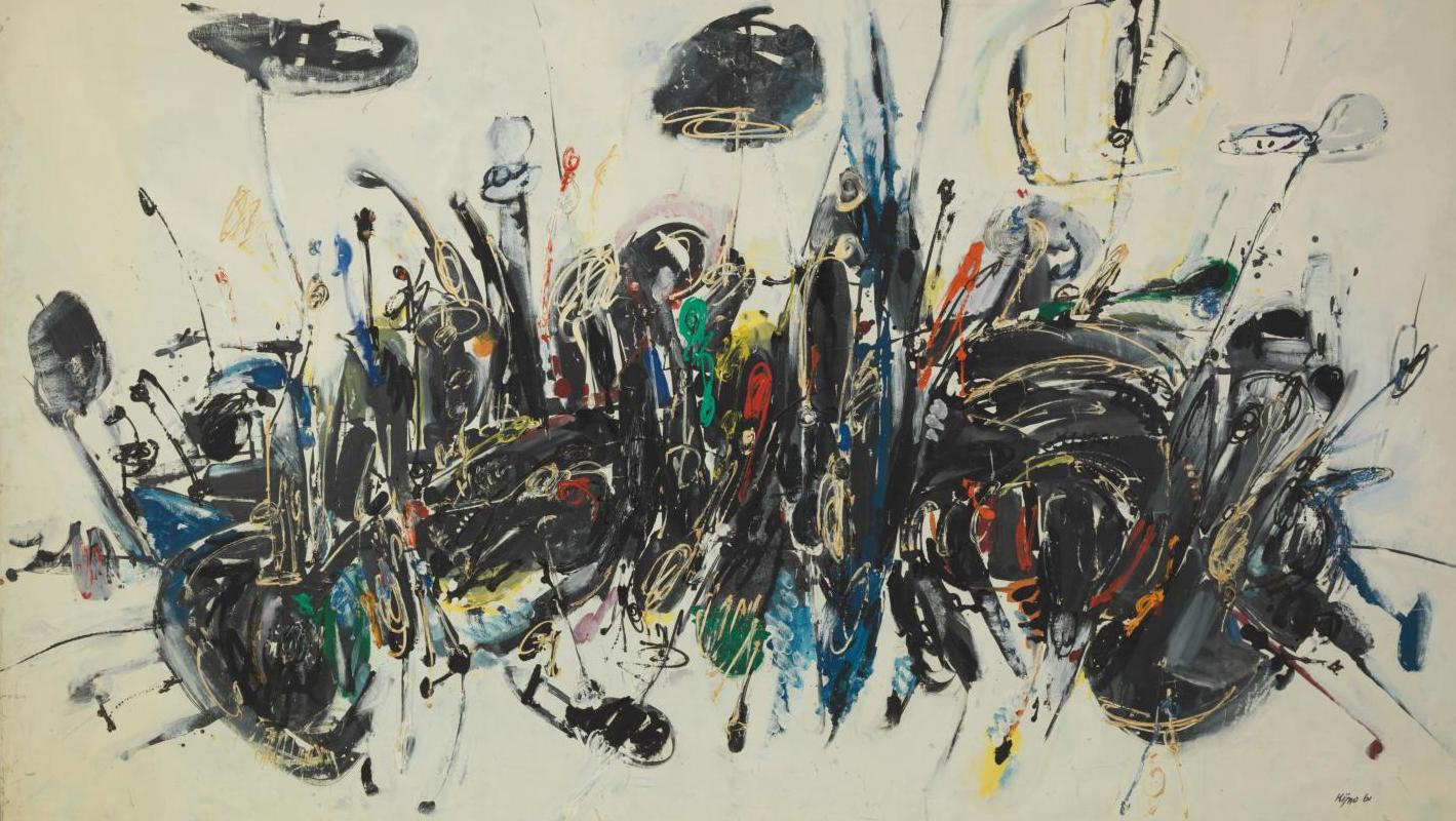 Ladislas Kijno (1912-2012), Composition, huile sur toile signée et datée 1961, 194 x 308 cm.... Peintures synesthésiques