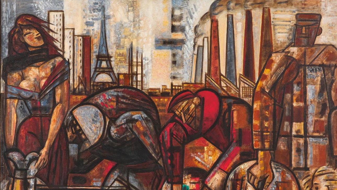Marcel Gromaire (1892-1971), Les Chiffonniers, 1958, huile sur toile, 130 x 162 cm.... Le Paris de Gromaire