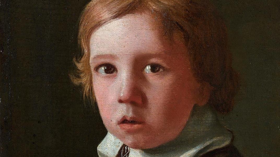 Michael Sweerts (1618-1664), Un enfant tenant un fruit (allégorie du goût), huile... Un délicieux Sweerts