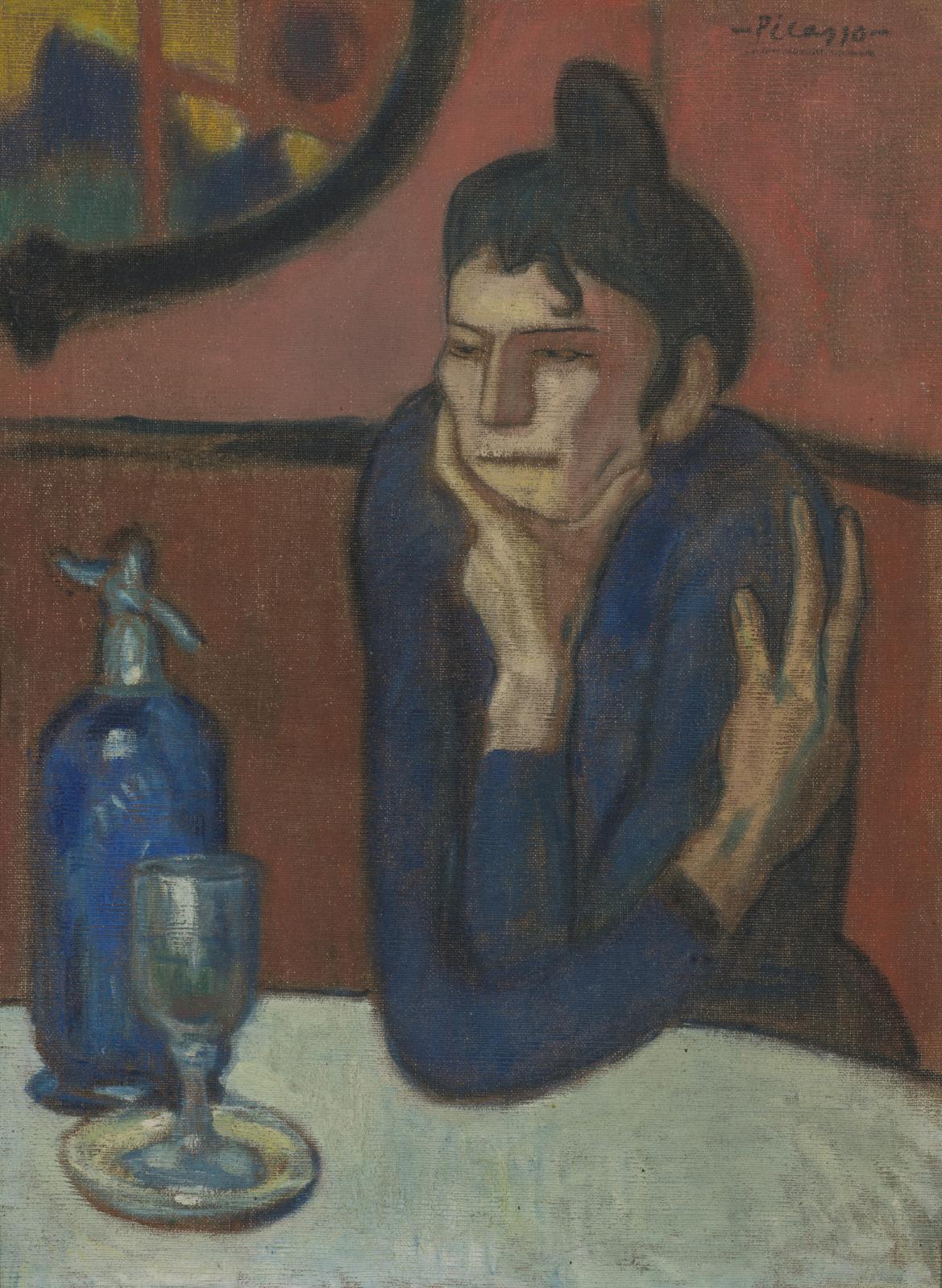 Pablo Picasso (1881-1973), La Buveuse d’absinthe, 1901, huile sur toile, 73 x 54 cm, musée d’État de l’Ermitage, Saint-Pétersbourg. Il est
