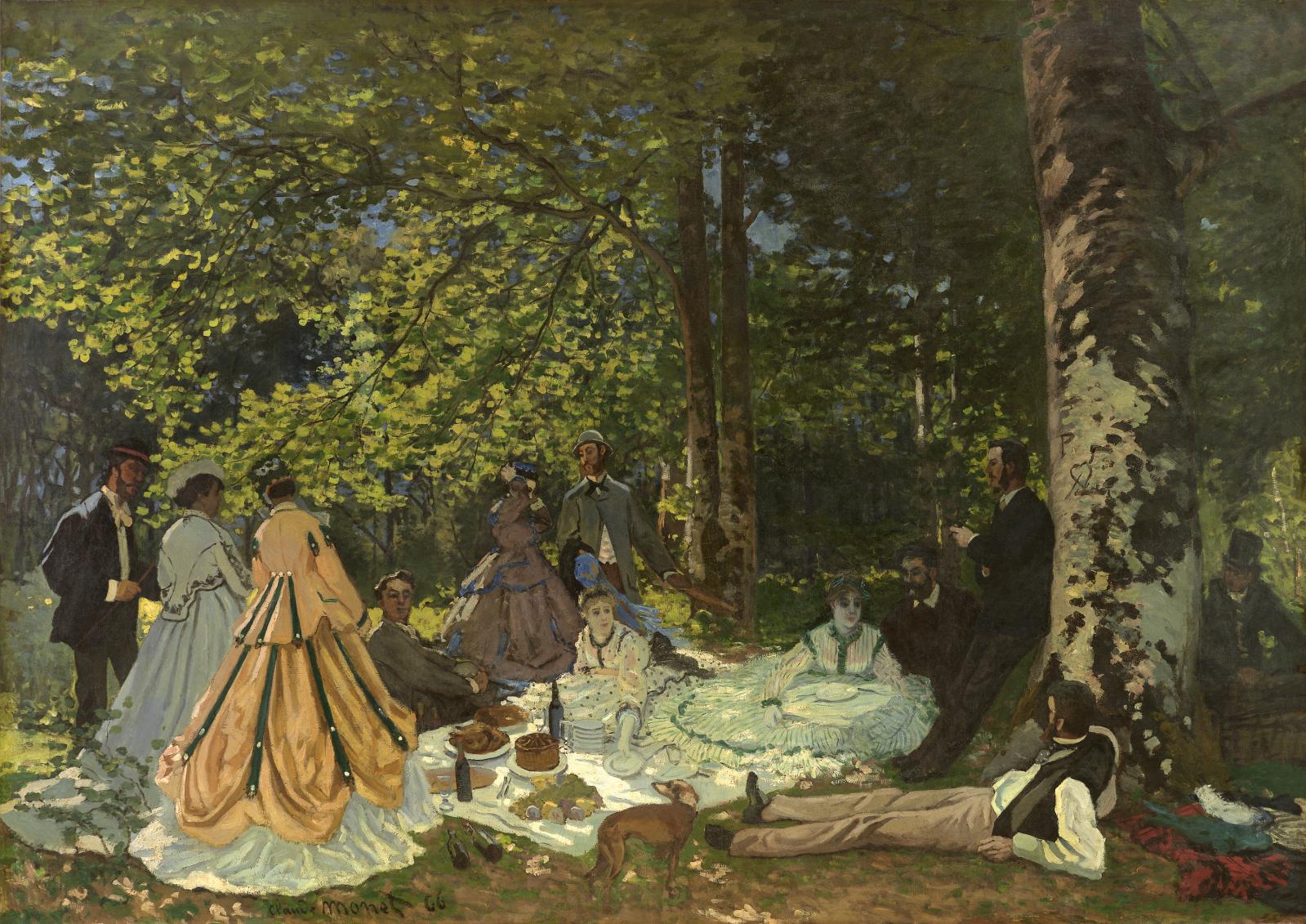Claude Monet (1840-1926), Le Déjeuner sur l’herbe, 1866, huile sur toile, 82,5 x 101,5 cm, musée d’État des beaux-arts Pouchkine, Moscou. 