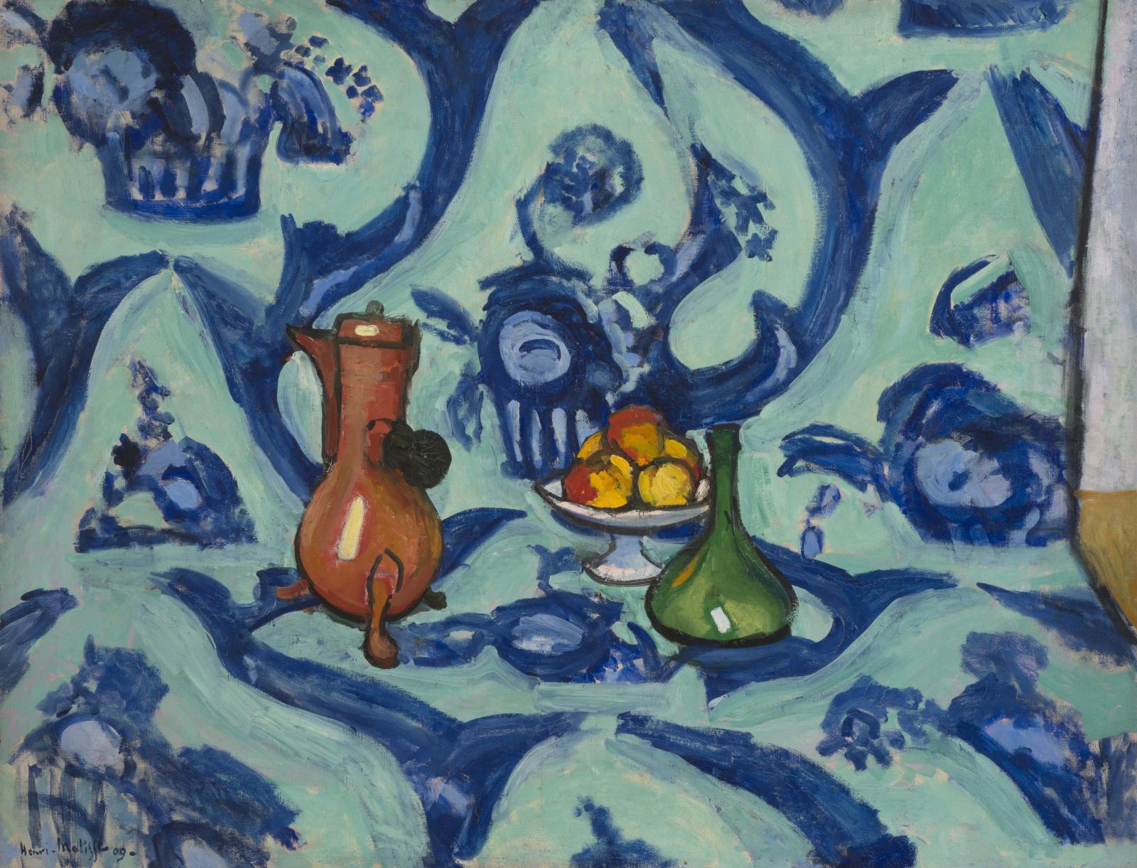 Henri Matisse (1869-1954), Nature morte camaïeu bleu, 1908-1909, huile sur toile, 88,5 x 116 cm, musée d’État de l’Ermitage, Saint-Pétersb