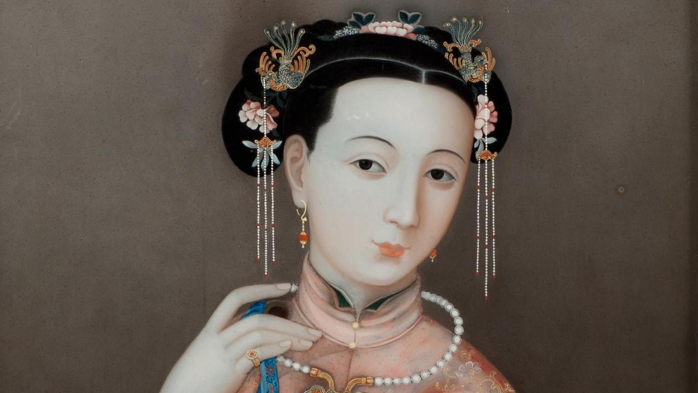 Portrait de femme, Chine, vers 1770, Vitromusée, Romont. © Yves Eigenmann, Fribourg... Reflets de Chine au Vitromusée de Romont