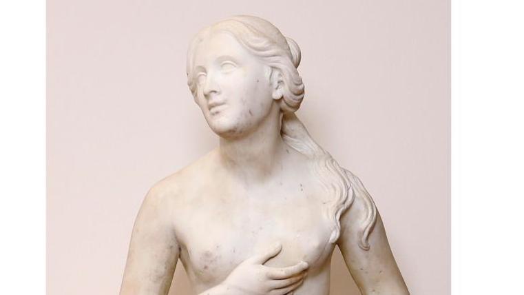 Hiram Powers (1805-1873), Vestale antique, marbre, h. 145 cm. Estimation : 30 00... L’Antiquité revisitée par un Américain