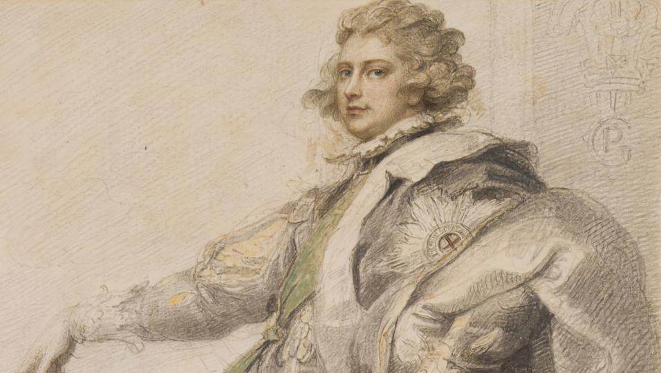 Richard Cosway (1742-1821), Portrait of the Prince of Wales, future George IV, watercolour,... The Panache of English Drawings: A World Record for Cosway