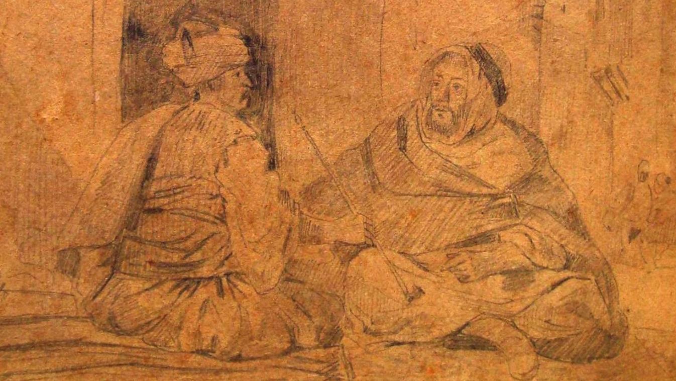 Eugène Delacroix (1798-1863), Arabes d’Oran ou un Coulouglis et un Arabe assis devant... Eugène Delacroix en Afrique du Nord