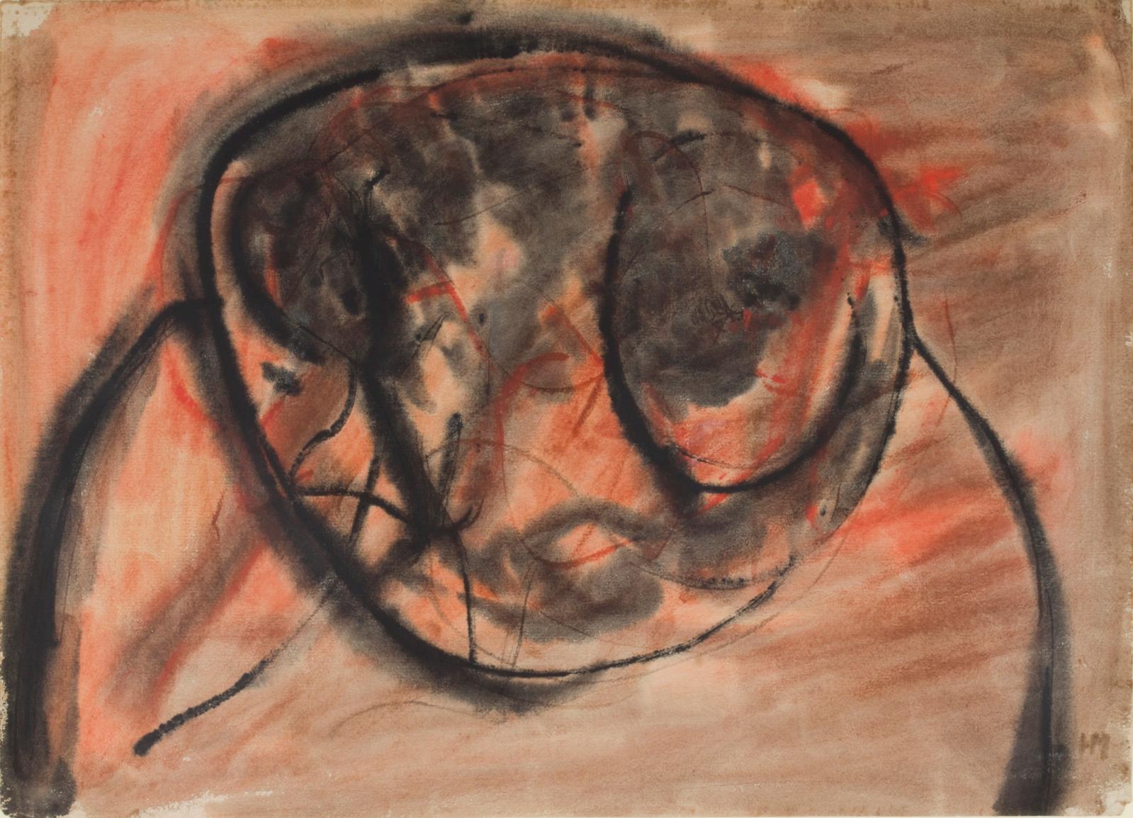 Henri Michaux (1899-1984), Sans titre (Grande tête rouge), 1947, gouache et aquarelle sur papier, 40 x 55 cm. Estimation : 12 000/15 000 €