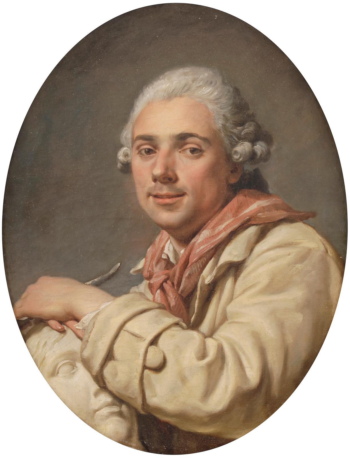 Jean-Bernard Restout (1732-1797), Portrait du sculpteur Houdon, huile sur sa toile d’origine, 56 x 43 cm. Estimation : 10 000/15 000 €