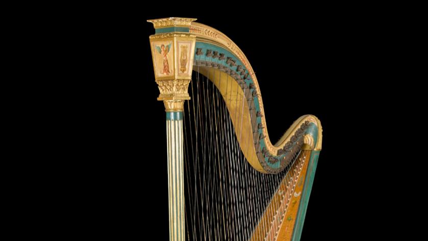 6 500 € Paris, vers 1900. Harpe chromatique, système Gustave Lyon (1857-1936), table... Cote : les harpes