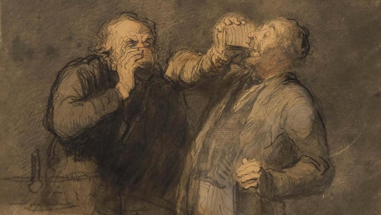 Honoré Daumier (1808-1879), Les Buveurs (Daumier’s Drinkers), ca. 1860, wash, ink,... Daumier’s Drinkers 