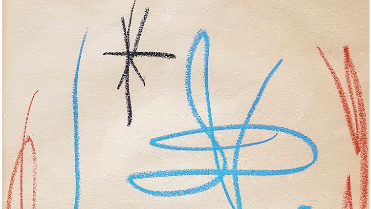 Joan Miró (1893-1983), Sans titre, Les Essencies de la Terra, 1968, crayon cire sur... Joan Miró  et le lyrisme du signe