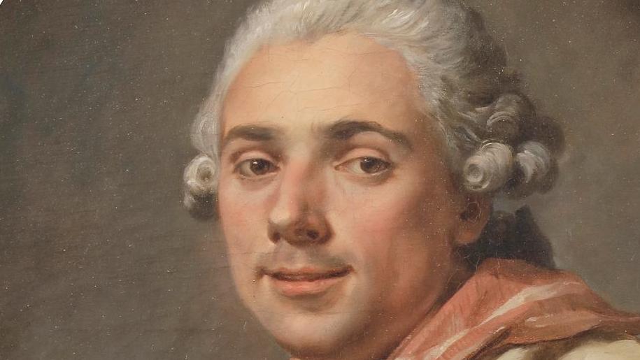 Jean-Bernard Restout (1732-1797), Portrait du sculpteur Houdon, huile sur sa toile... Un goût sûr pour le XVIIIe siècle délicieusement saupoudré d’orfèvrerie