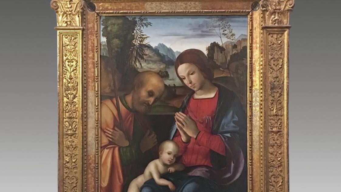 Lorenzo Costa (vers 1460-1535) et atelier, La Sainte famille (Adoration de l’Enfant),... Le charme de l’école bolognaise, la modernité de Perriand