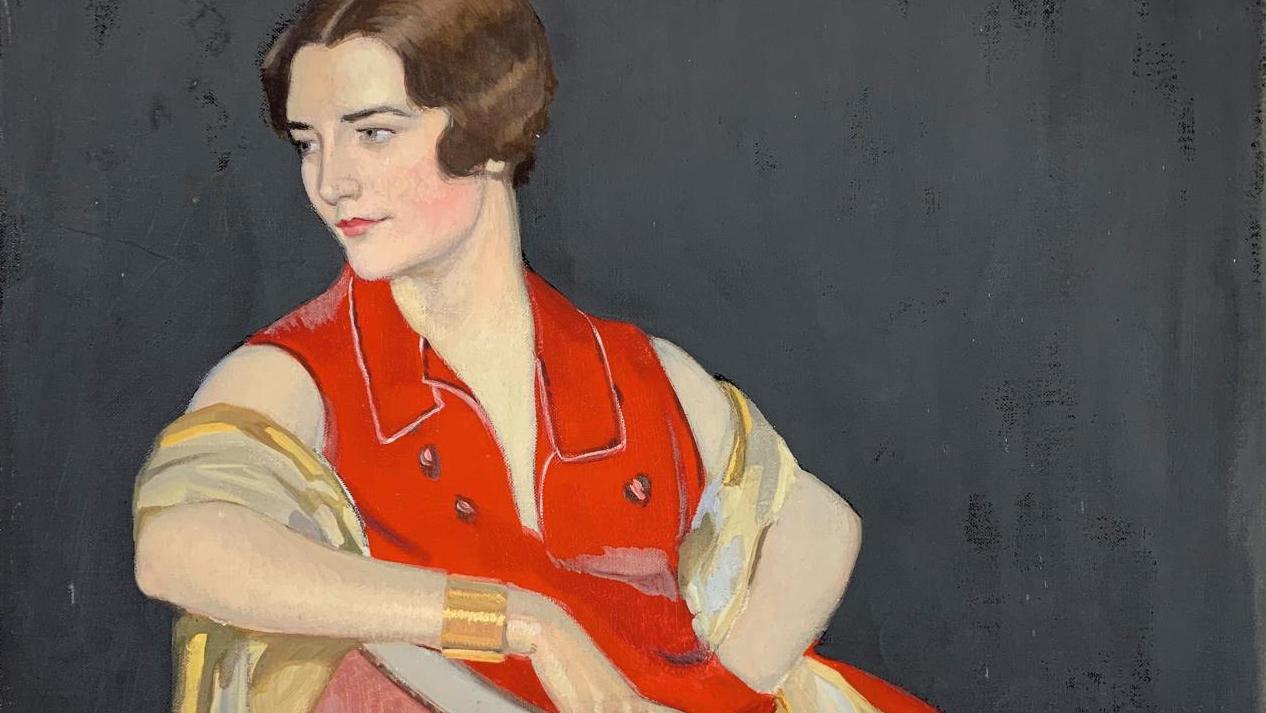 Albert Braïtou-Sala (1885-1972), Portrait de Madame Rina Ketty, huile sur toile signée,... Une star de la chanson par le peintre Albert Braïtou-Sala