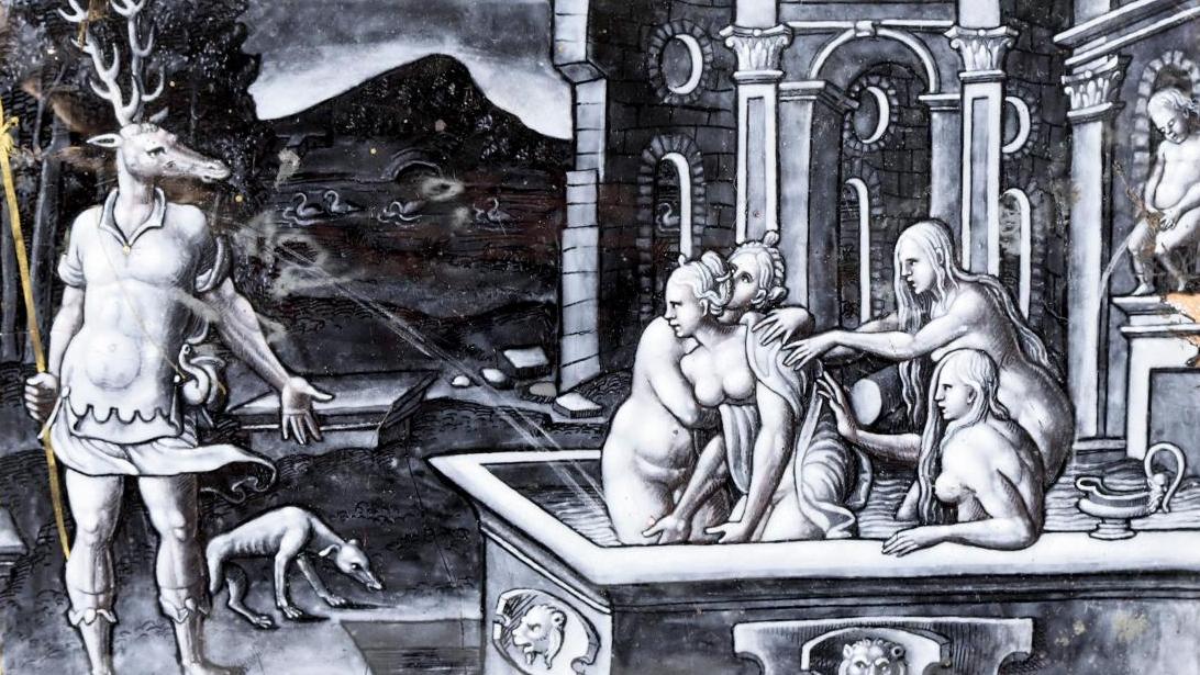 Limoges, troisième quart du XVIe siècle, attribué à Pierre Reymond (1513-1584). Métamorphose... D’un émail de Pierre Reymond à une tête de Cazaubon