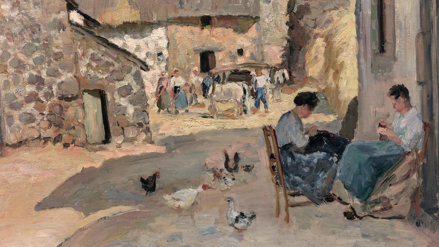 Camille Pissarro (1830-1903), Cour de ferme à Melleraye (Mayenne), 1876, huile sur... Renoir, Pissarro, Boudin, morceaux choisis  et temps forts d’une succession