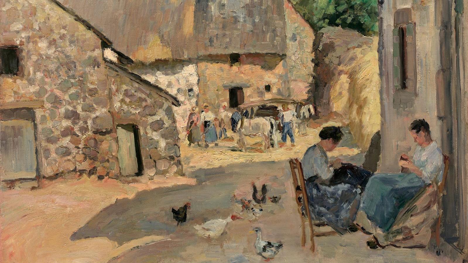 Camille Pissarro (1830-1903), Cour de ferme à Melleraye (Mayenne), 1876, oil on canvas,... Choice Pieces from an Estate